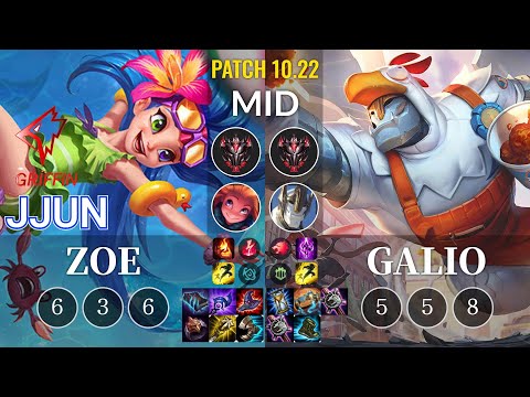 GRF jjun Zoe vs Galio Mid - KR Patch 10.22