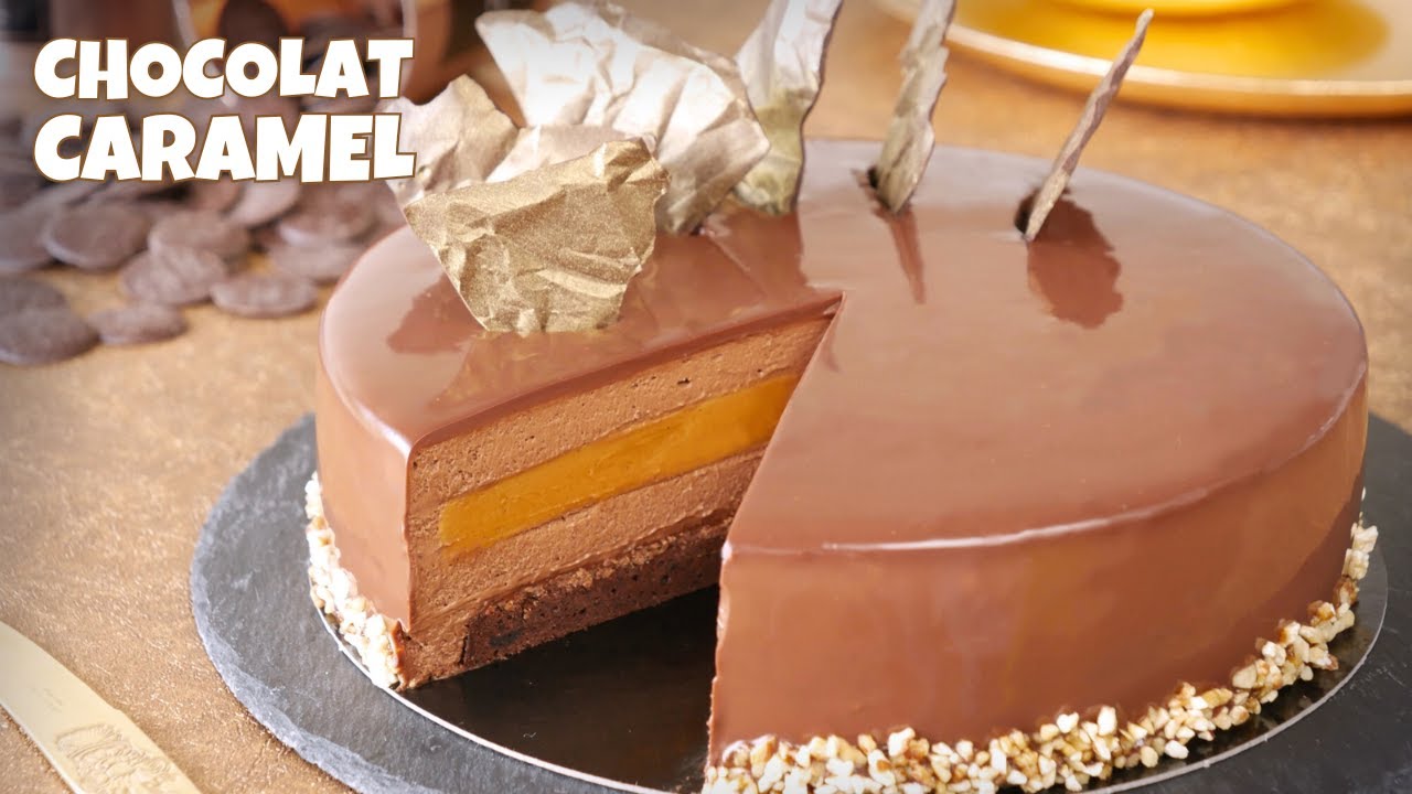 Chocolate‑Caramel Entremet with Creamy Insert, Chocolate Mousse and Mirror Glaze