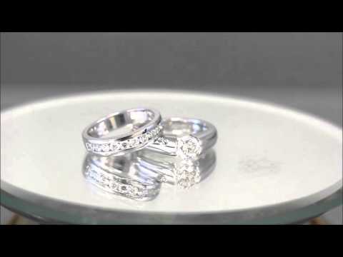 14k White Gold Round Cut Diamond Engagement Ring And Band Tension Set  - KNR INC - 825