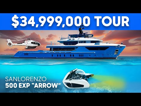 $34M YACHT with Helicopter & Submarine 🚁 | Sanlorenzo 500 EXP M/Y "Arrow"