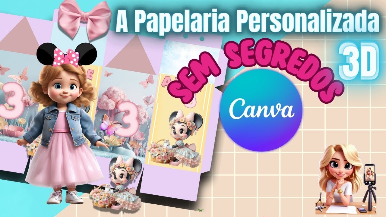 Como fazer papelaria personalizada no canva| Video aula papelaria para iniciantes #molde Gátis