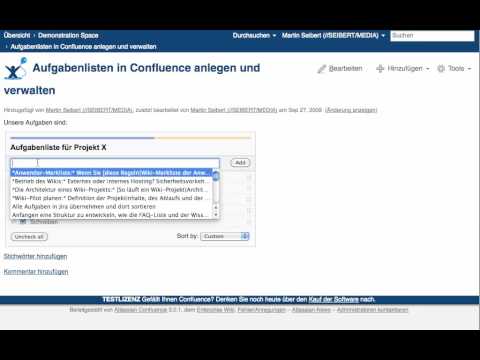 Confluence-Tutorial zur Erstellung von Aufgabenlisten im Wiki
