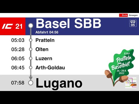 SBB Ansagen / Begrüssung | ESAF IC21 Basel SBB - Lugano | BoJa Ansagen