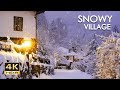 4K HDR Snowy Village Peaceful Snowing At Dusk Winter In Bulgaria Relaxing Snowfall Video