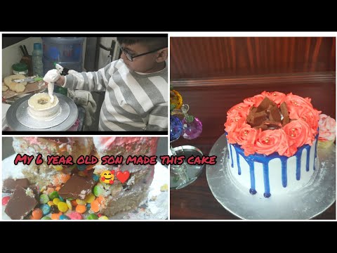 Cake Made by my 6 year old son Abdul Aleem