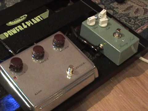 KLON Centaur overdrive guitar effects pedal shootout against a KLONE