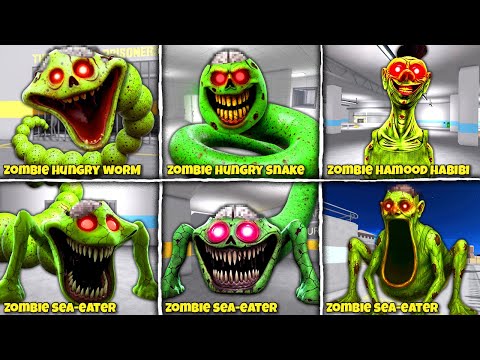 ZOMBIE INVASION UPDATE! What if I BECOME HUNGRY WORM, SNAKE, HAMOOD HABIBI in BARRY'S PRISON RUN!