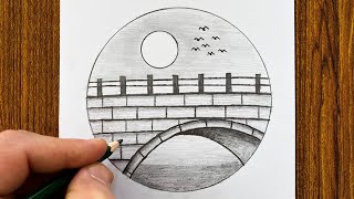 How to Draw Bridge, Easy Bridge Drawing, Easy Pencil Drawing Tutorials