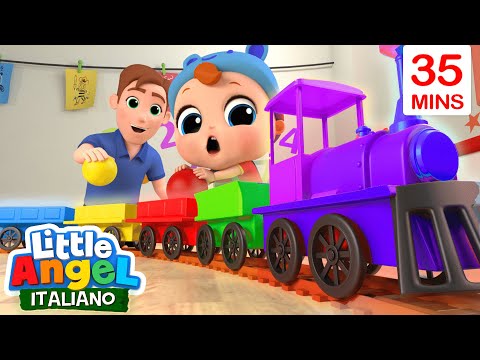 Impara col Trenino a Colori 🟡🟢 Cartoni Animati con Gianni Piccino - Little Angel Italiano