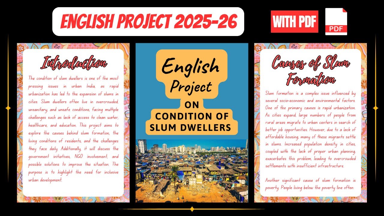English Project on Slum Dwellers | Class 12 CBSE | With File PDF | 2025-26