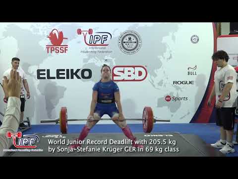 World Junior Record Deadlift with 205.5 kg by Sonja-Stefanie Krüger GER in 69 kg class
