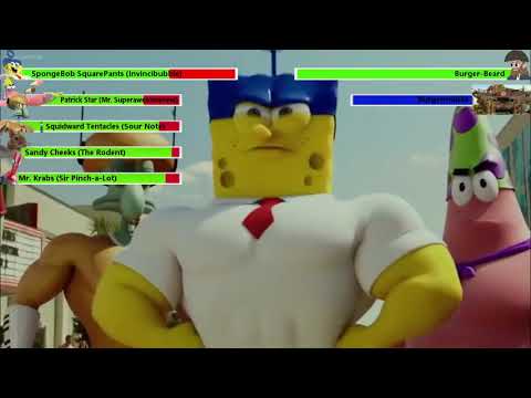 The SpongeBob Movie: Sponge Out of Water Final Battle with healthbars