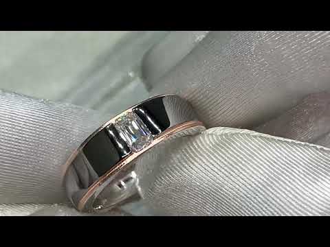 Emerald cut men's wedding band. Set with 0.50ct emerald cut STRASS DIAMOND. Choice of Color tones.