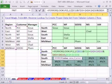 Excel Magic Trick 886: Two Way Lookup, List Names In Tabular Table (Row & Column Criteria)