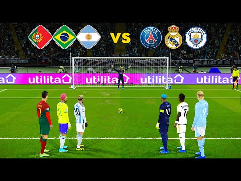 Messi & Ronaldo & Neymar VS Haaland & Mbappe & Vinicius | Penalty Shootout | eFootball PES Gameplay