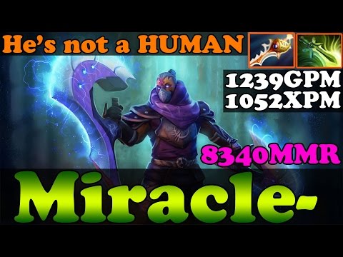 Dota 2 - He's not a HUMAN : Miracle- 8340MMR Plays Anti-Mage 1239GPM and 1052XPM - Pub Match