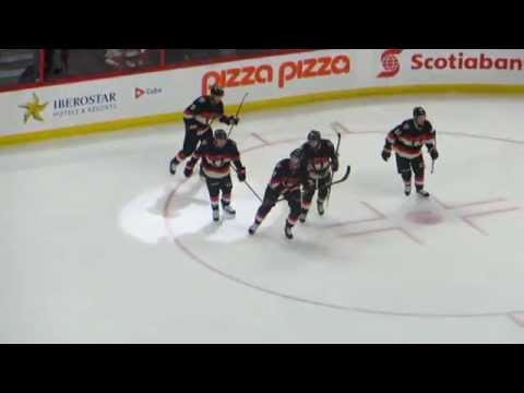Jared Cowen scores a goal during the Predators @ Senators hockey game