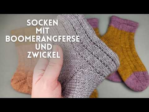 Socks with boomerang heel and gusset for 48 / 52 / 56 / 60 stitches