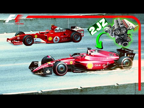 Ferrari F1 2022 (With Supra 2JZ Engine) vs Ferrari F1 2004 (Schumacher) - Drag Race
