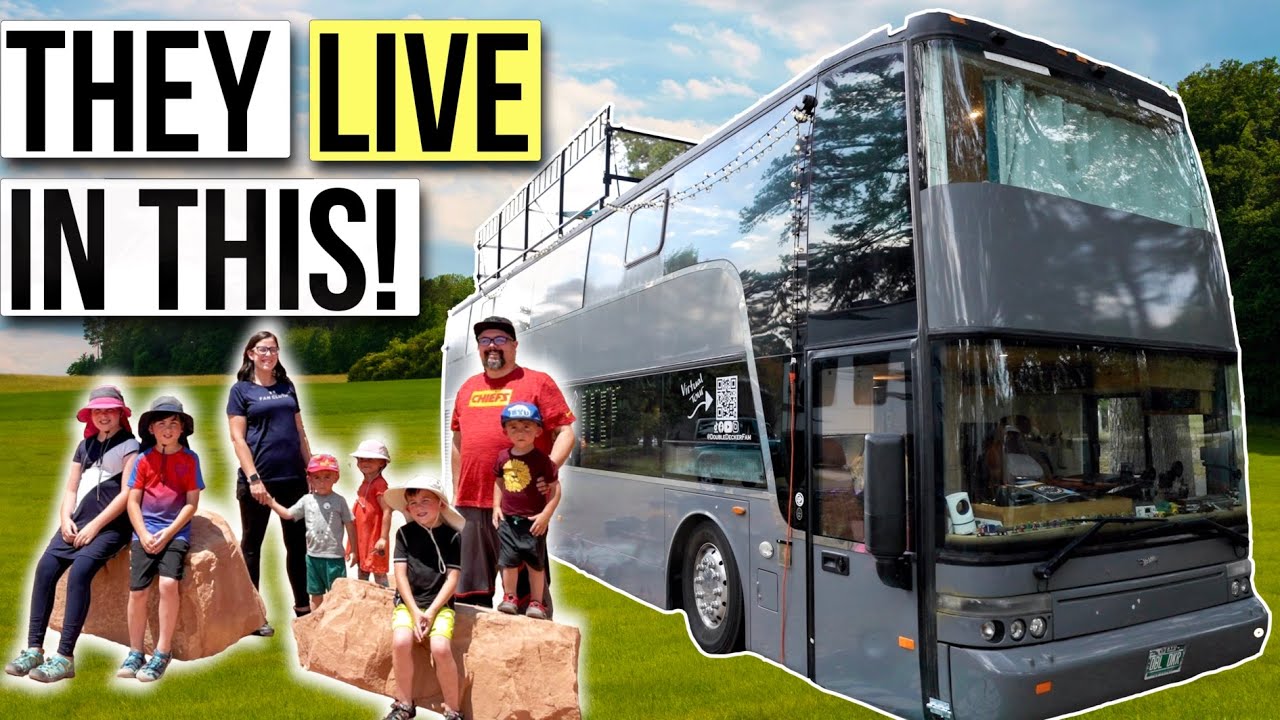 Family of 8 LIVING in a Two Story RV! | DOUBLE DECKER BUS TOUR