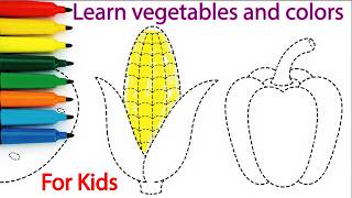Learn Colors and Vegetables - Potato, Corn, Bell Peper | Easy Coloring for Kids