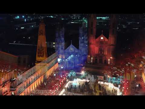 Illumination Luisenplatz, am Tag der Eröffnung