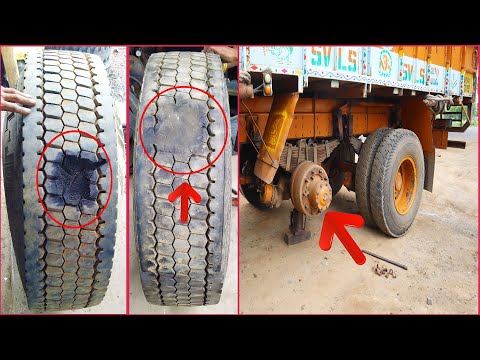 Heavy Loaded Truck Tyre Puncher While Driving in Ghat Roads - Truck Driver Change Tyres