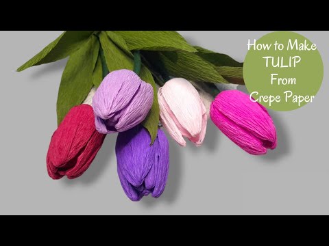 How To Make TULIP Flower From Crepe Paper- Flower Tutorial / DIY