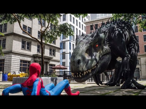 Indominus Rex Attacks Spiderman (RTX ON) Remaster | Dazzling Divine