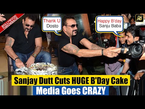 Media Goes CRAZY As Sanjay Dutt Cuts HUGE B'Day Cake In Their Presence | Manayata | THROWBACK