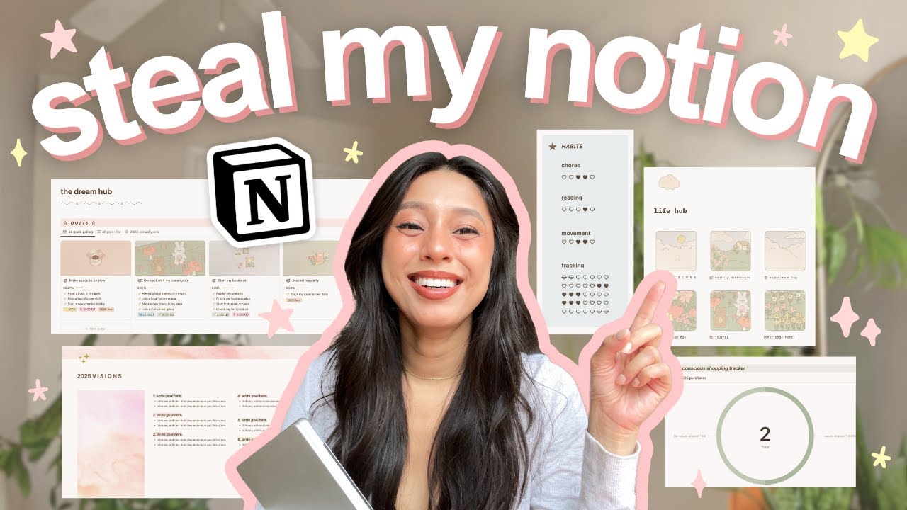 MY 2025 NOTION SETUP 🪞✨ how I use notion to plan my whole life (notion tour + template!)