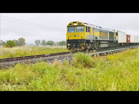 QBX005 QBX001 First Qube train to Westdale intermodal on Barraba railway  25-11-2023