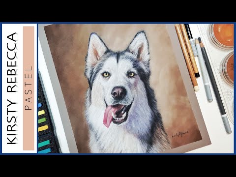 BLACK and WHITE Fur in Pastels! // How to draw a husky!