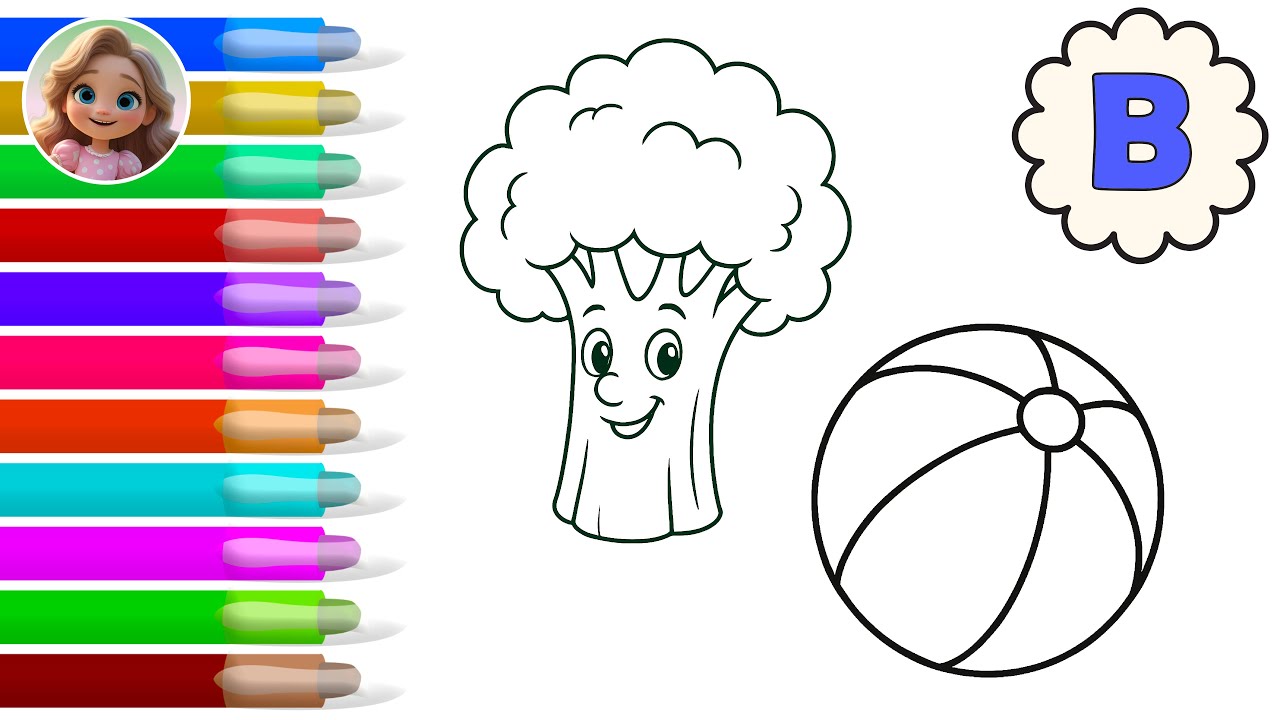 🎨🅰️ Learn the Letter B and Draw a Ball and a Broccoli! | Fun ABC Learning for Toddlers 🐜✏️