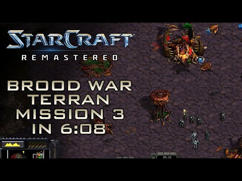StarCraft Remastered Broodwar Terran Mission 3: Ruins of Tarsonis (Speedrun / Walkthrough)