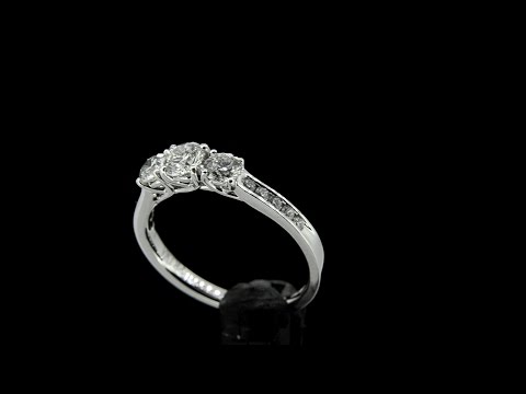 18 ct White Gold 3 Stone Diamond Ring with Channel Set Shoulders