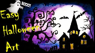 Halloween Art and Crafts for Kids | Easiest Spooky Artwork with Oil Pastels | How to Draw