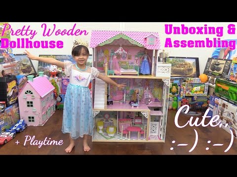 A Dollhouse with an Elevator Unboxing & Assembling. Disney Princess Rapunzel and Barbie Dolls