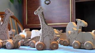 See how easy is to make wooden animals on wheels for your kids