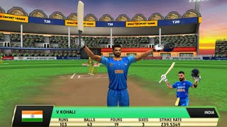World T20 Cricket League Gameplay | Virat kohli Hit Century | T20 Cricket League 1st Century