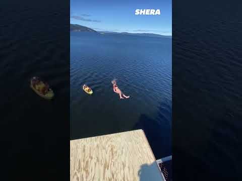 Woman jumps off 80-foot cliff for fun #shorts #adrenaline #cliffjumper #risktaker