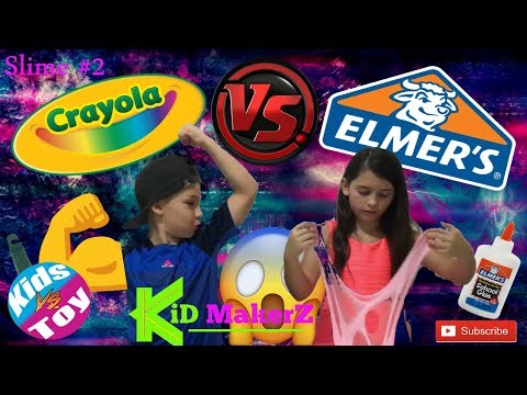 #2 CRAYOLA Glue VS ELMERS GLUE!!! SUPER CRUNCHY FLUFFY SLIME CHALLENGE!!!