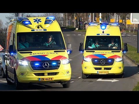 [2 in 1] [VS] Ambulances met spoed naar en van meldingen in Leiden