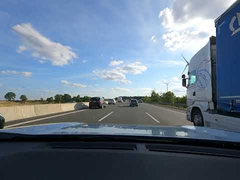 Driving in Germany Autobahn A9 from Hof, Bavaria to Marktschorgast, Bavaria