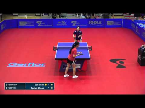 2016 NCTTA Nationals Women's Teams 1/2 Final - Sun Chen (Wisconsin) vs Sophia Zhang (Western)