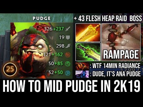 How to Mid Pudge with 14Min Radiance + 43 Flesh Heap Ultimate Rampage Raid Boss by Ana DotA 2