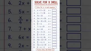 Solve for X Drill