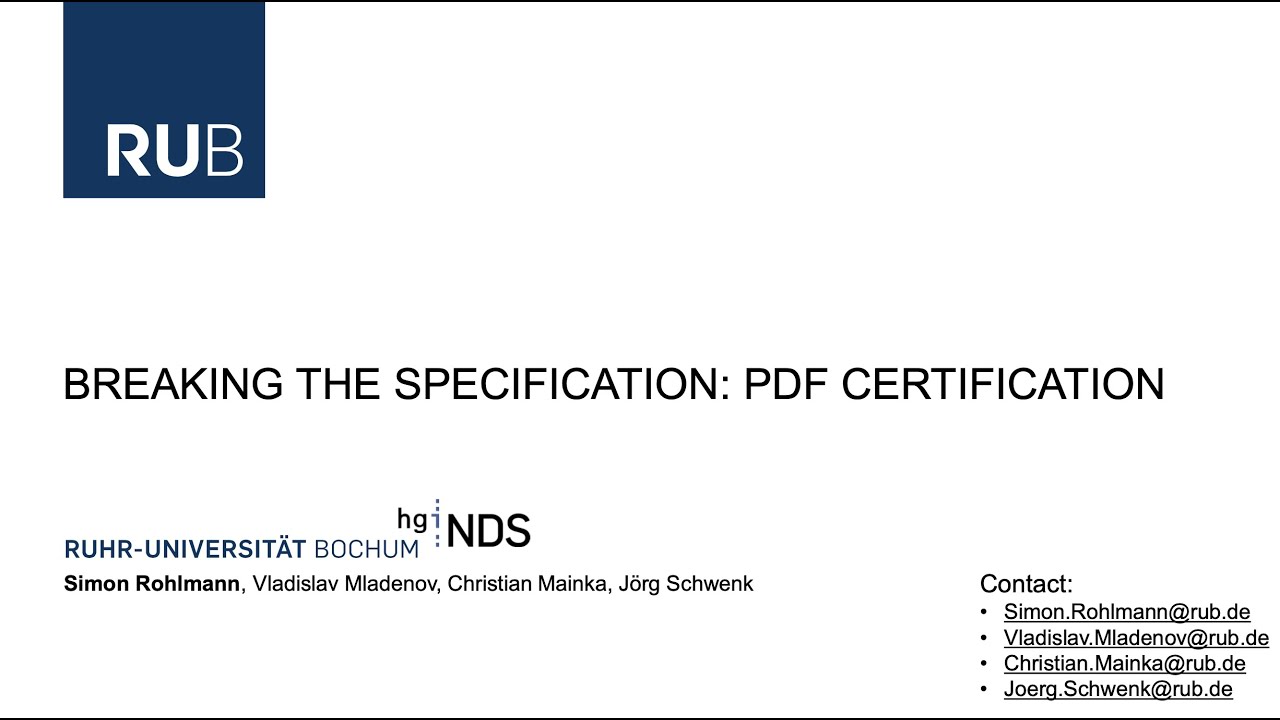 Breaking the Specification: Certified PDF