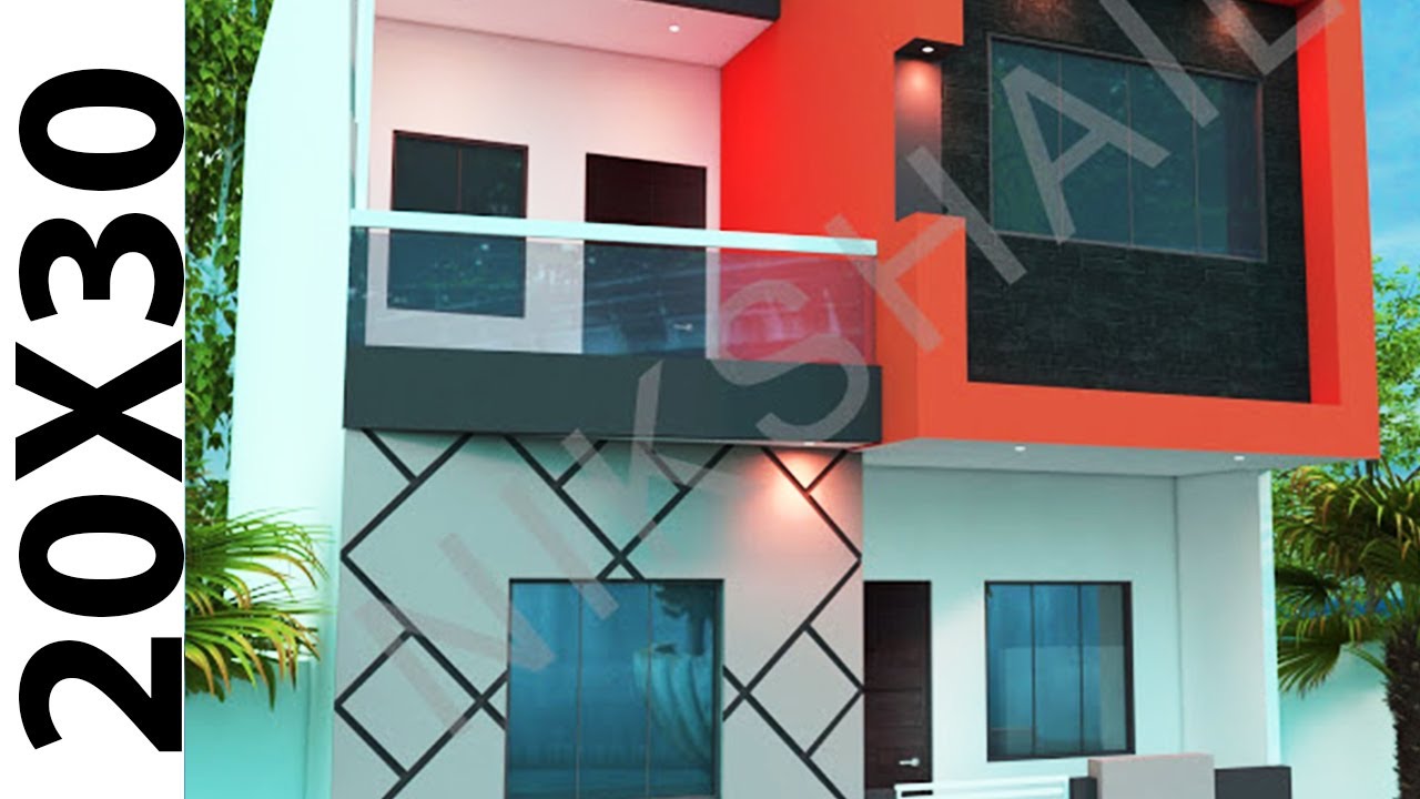 20X30 house plan with 3d front elevation by nikshail