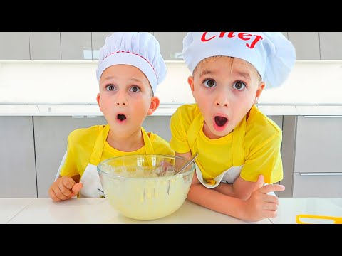 Vlad e Niki cozinhando e brincando com a mamãe - Compilação de vídeo para crianças